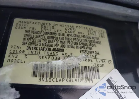2011 Nissan Versa 1.8S from USA, damaged, VIN 3N1BC1APXBL404899